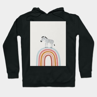 Zebra on Rainbow, Abstract, Mid century modern kids wall art, Nursery room Hoodie